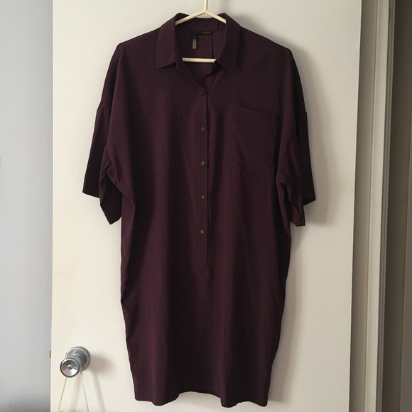 OBAKKI Ophelia Pure Silk Burgundy Oversized Shirt Dress S - Picture 1 of 6